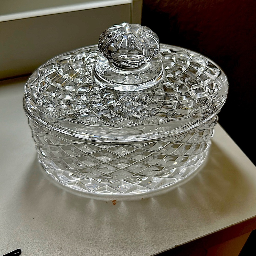 Vintage Clear Glass Lidded Candy Dish